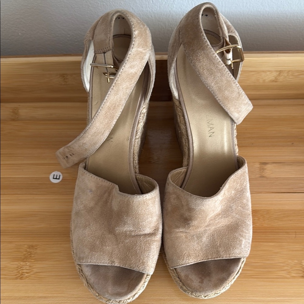 Elegant Tan Suede Wedge Sandals